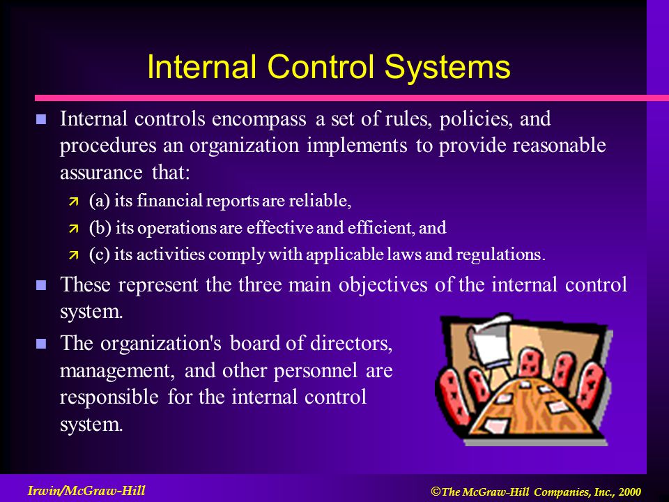 Mordinizing the internal control systems